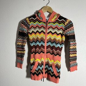 Missoni x Target Zig Zag Chevron Print Girl’s Hooded Zipper Sweater Size M